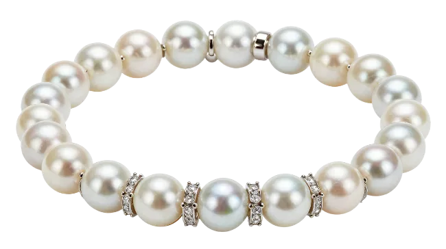 Elegant Pearl Bracelet with Diamond Spacers