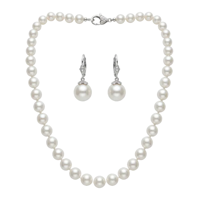 Elegant Pearl Necklace and Earrings Set