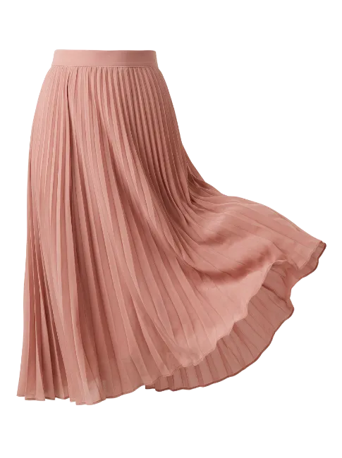 Elegant Pink Pleated Midi Skirt