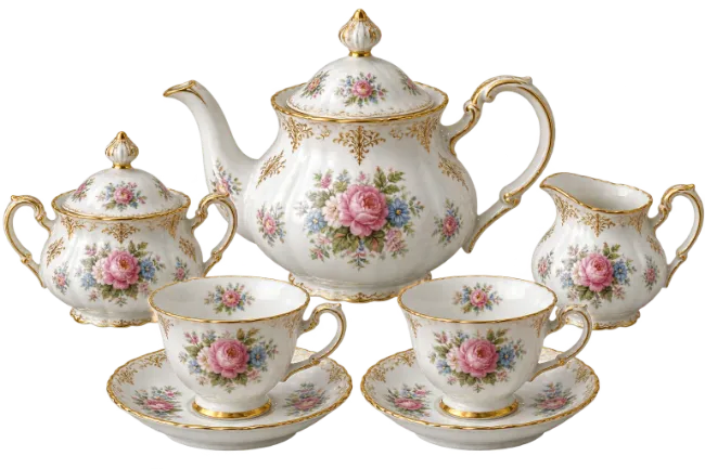 Elegant Porcelain Tea Set with Floral Pattern