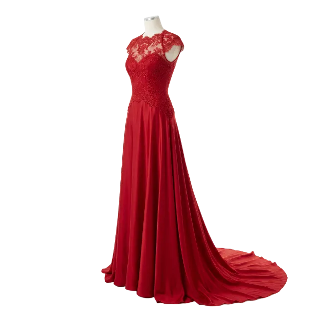 Elegant Red Evening Dress on Mannequin