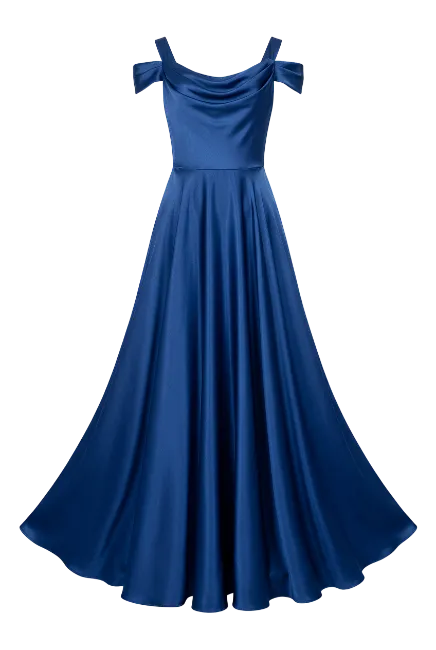 Elegant Royal Blue Cold Shoulder Evening Dress