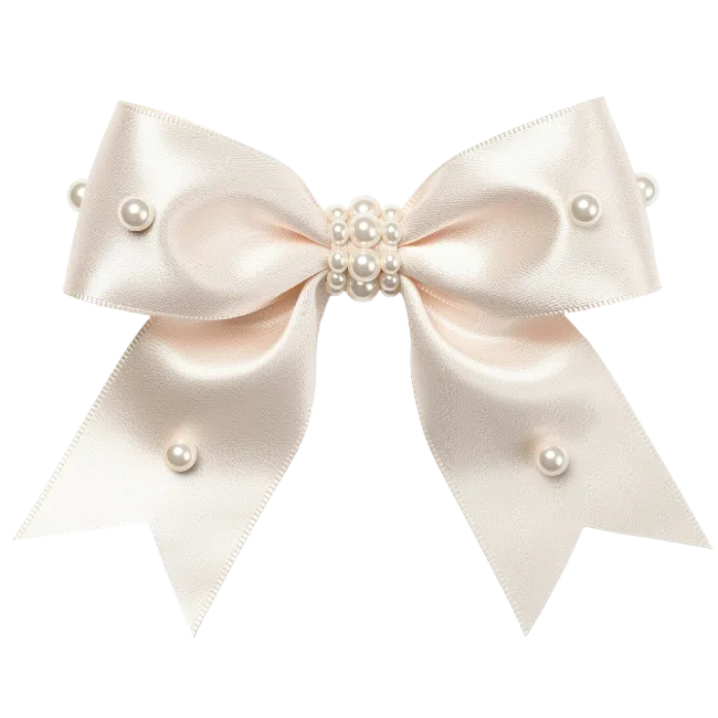 Elegant Satin Bow With Pearls