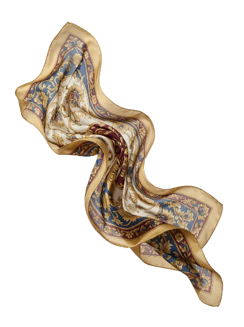 Elegant Silk Scarf with Baroque Pattern