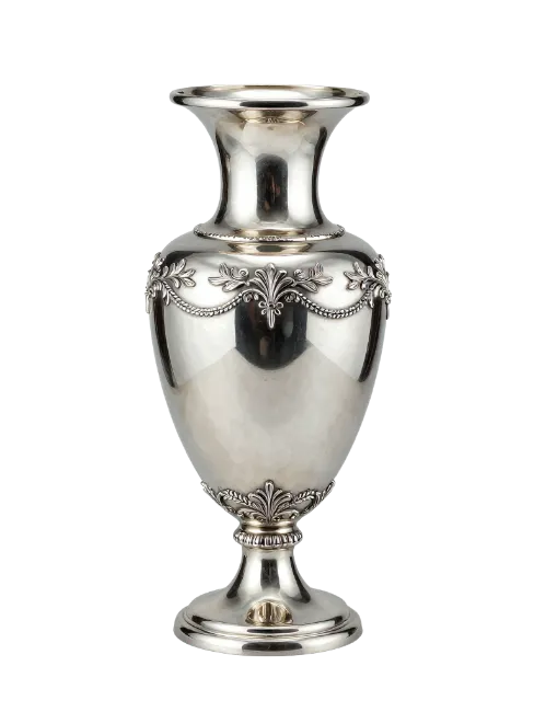 Elegant Silver Vase with Ornate Details