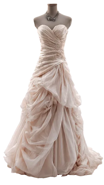 Elegant Strapless Beaded Wedding Dress on Mannequin