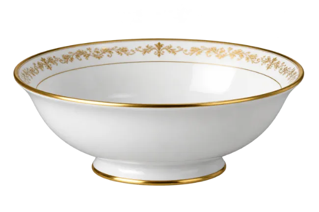 Elegant White and Gold Ceramic Bowl