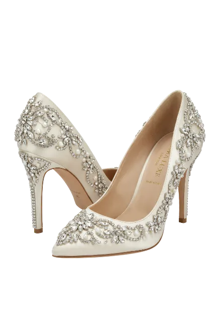Elegant White Bridal High Heels with Crystals