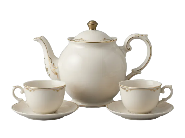 Elegant White Teapot and Cups Set