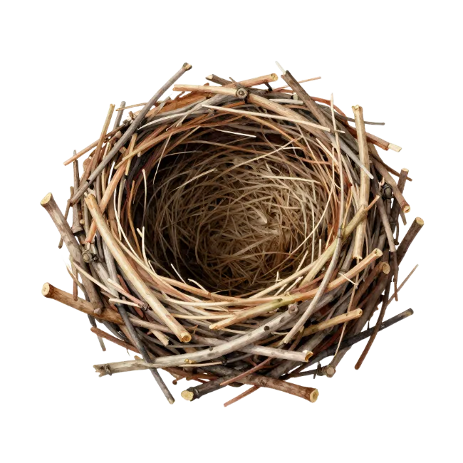 Empty bird nest made of dry twigs