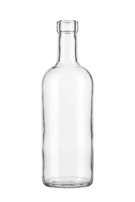 Empty glass bottle isolated on a black background