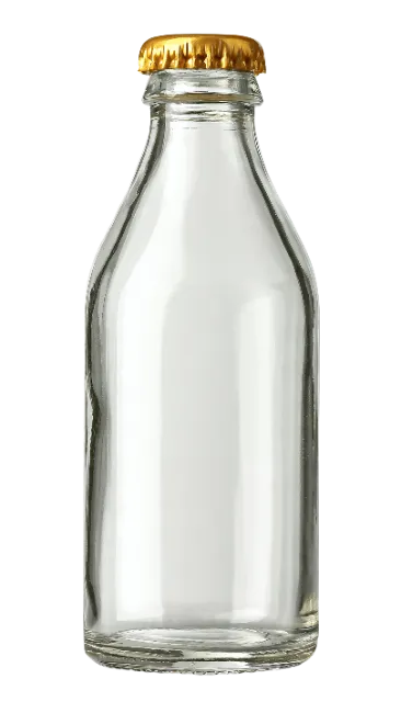 Empty glass bottle with golden cap