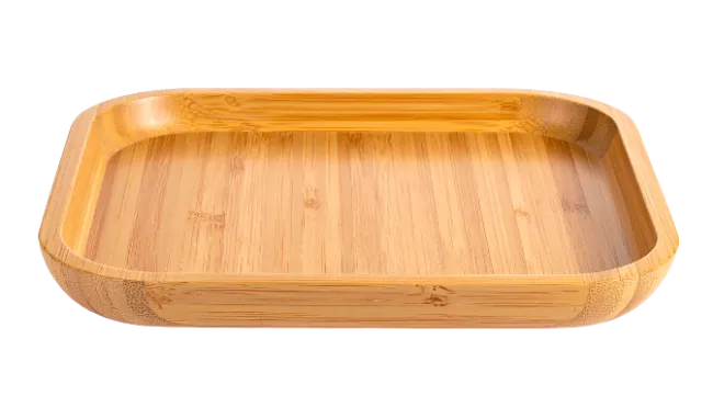 Empty rectangular bamboo serving tray