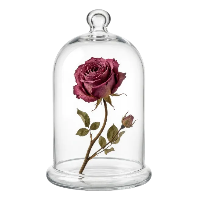 Enchanted Rose Under Glass Dome