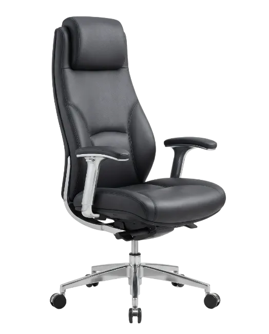 Ergonomic Black Leather Office Chair