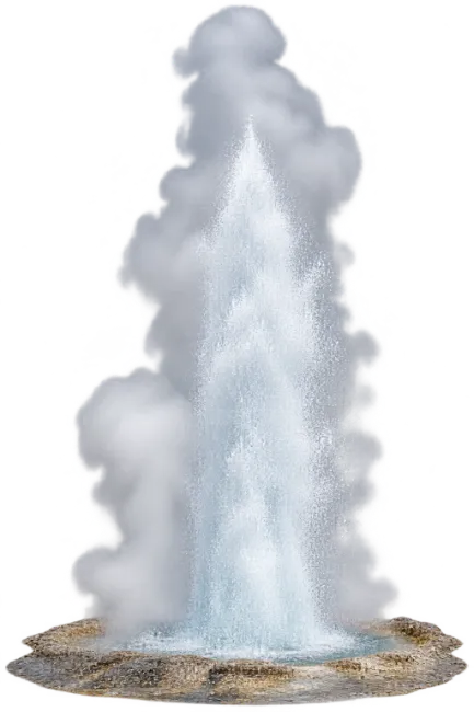 Erupting Geyser Water and Steam