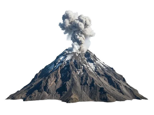Erupting Volcano with Smoke and Ash Cloud