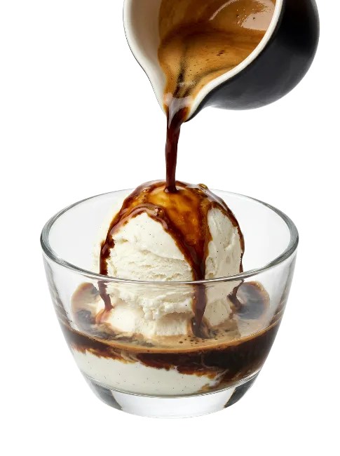 Espresso Pouring Over Vanilla Ice Cream