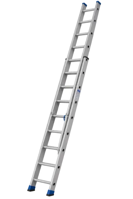 Extended Silver Aluminum Ladder for Construction