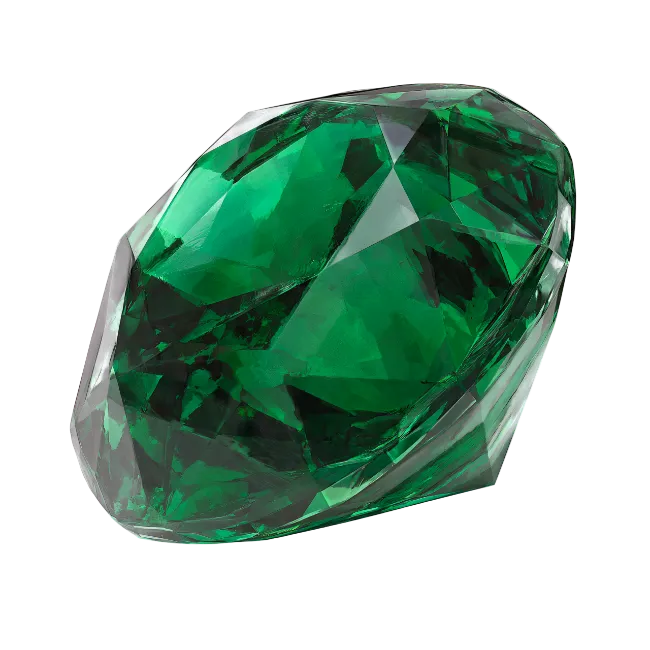 faceted deep green emerald gemstone crystal