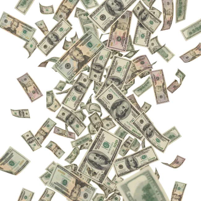 Falling US Dollar Banknotes Shower