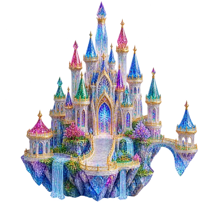 Fantasy Crystal Castle on Floating Island