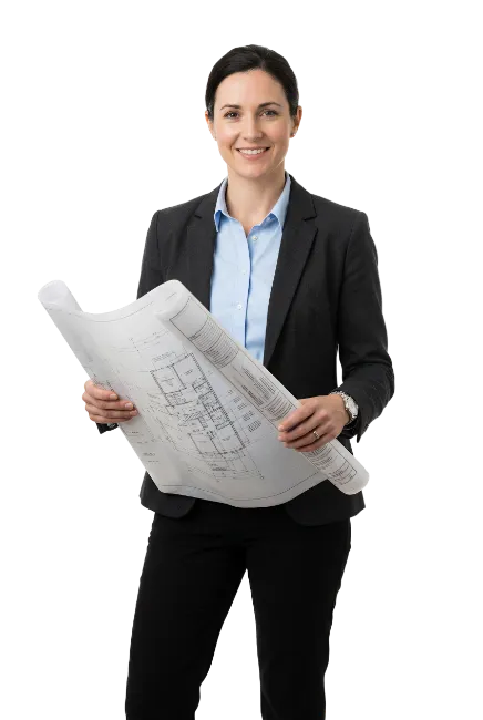 Female Architect Holding Blueprints