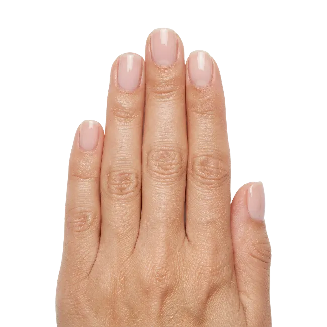 Female Hand with Glossy Nude Manicure