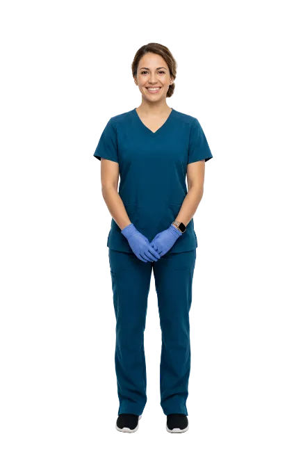 Female Nurse in Blue Scrubs