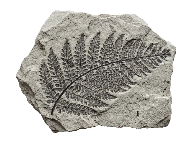 Fern Leaf Fossil Imprint in Stone