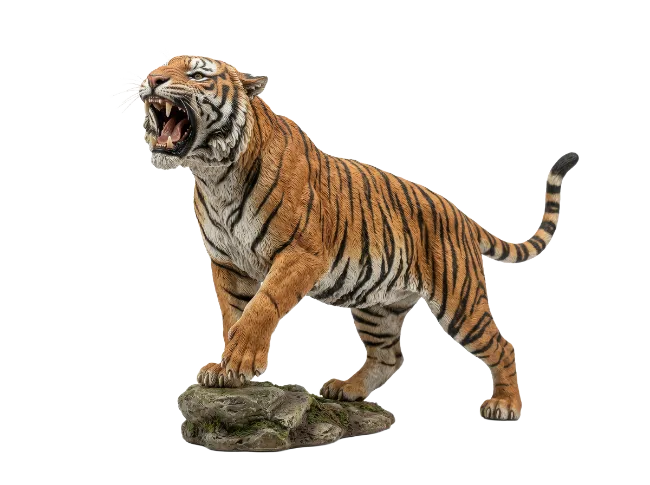 Fierce Tiger Roaring on Rock