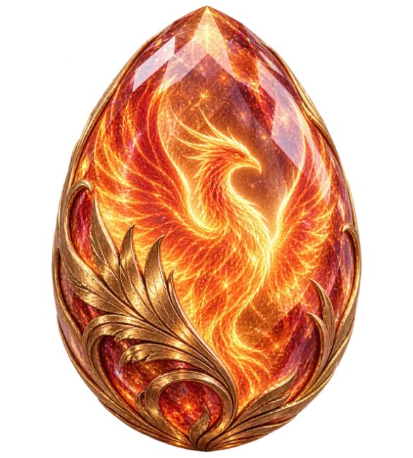 Fiery Phoenix Gemstone Egg