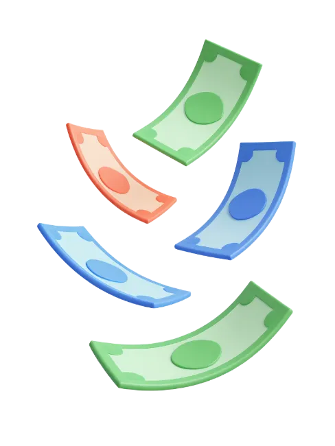 Floating 3D Paper Money Bills