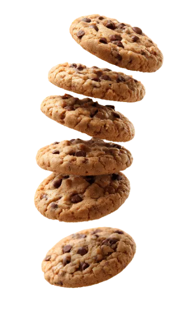 Floating chocolate chip cookies stack