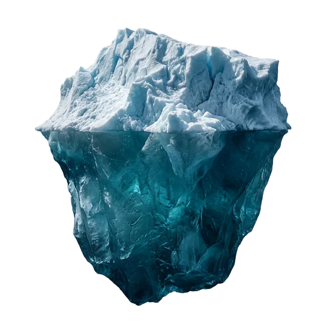 Floating Iceberg Above and Below Water