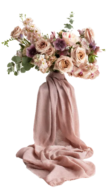 Floral Arrangement with Pink Scarf