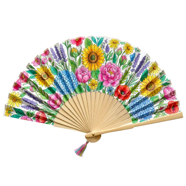 Floral Hand Fan Illustration