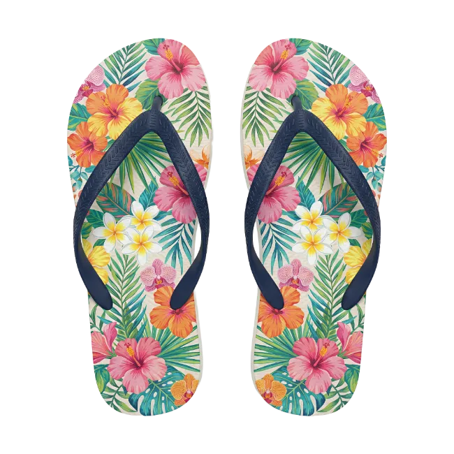 Floral Print Flip Flops