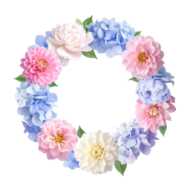Floral Wreath with Pastel Flowers