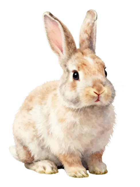 Fluffy Cute Rabbit Sitting Down