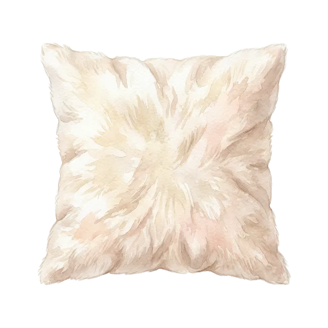Fluffy White Throw Pillow Watercolor Illustration
