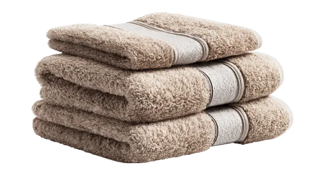 Folded Beige Bath Towels Stack
