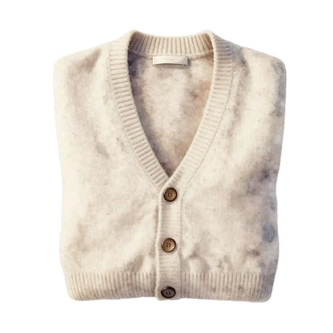 Folded Cream V Neck Cardigan Sweater