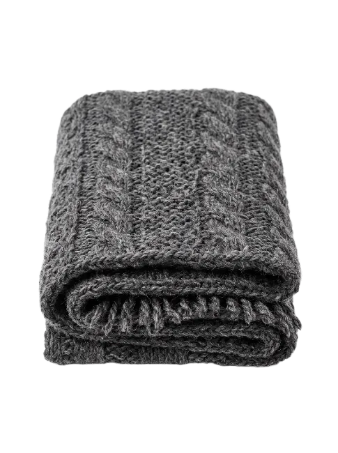 Folded Dark Grey Knit Scarf