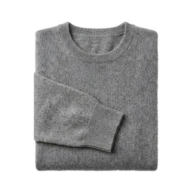 Folded Grey Crew Neck Sweater