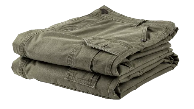 Folded Olive Green Cargo Pants