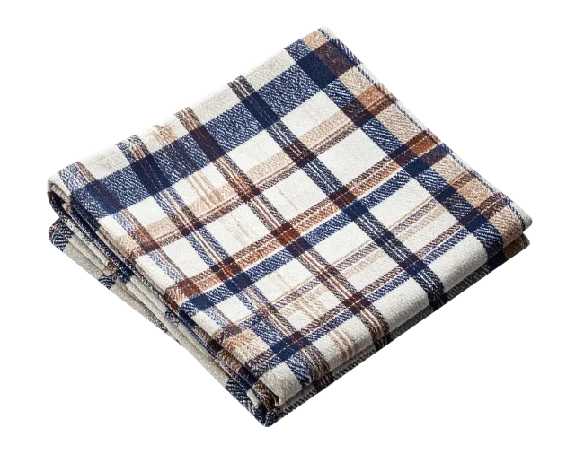 Folded Plaid Blanket in Blue and Brown