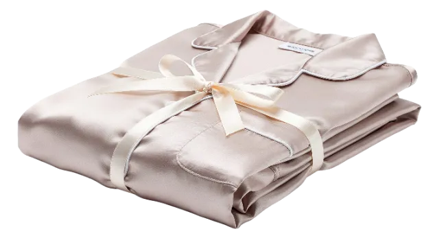 Folded Silk Pajamas with Ribbon