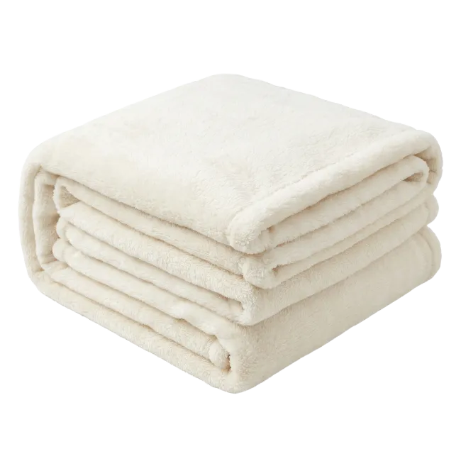 Folded White Fluffy Fleece Blanket