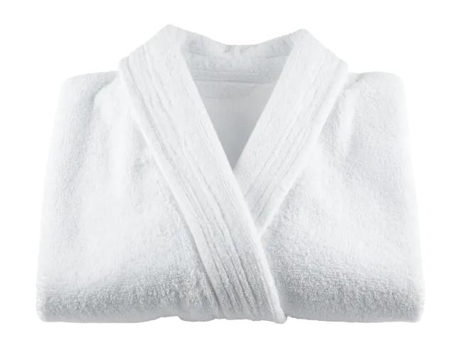 Folded White Terry Bathrobe